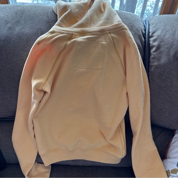 Abercrombie & Fitch Heavy Thermal Hoodie Yellow Distress Destroyed Size Med Y2K - Picture 6 of 6